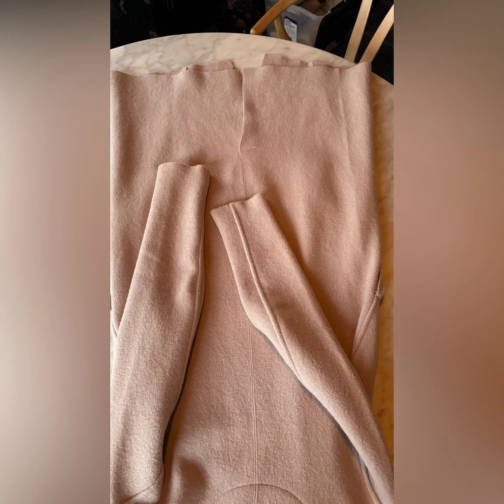 Light blush pink Wool Coat, Belted - Picture 6 of 14